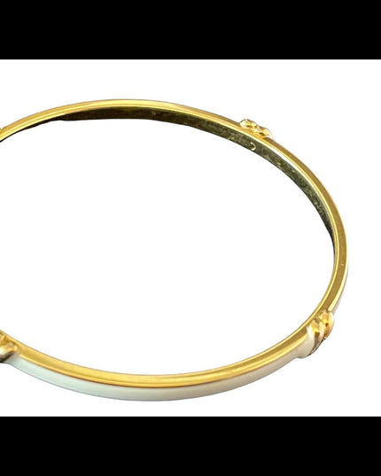 Vintage gold finish cream enameled bangle bracelet