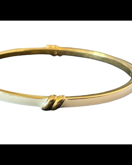Vintage gold finish cream enameled bangle bracelet