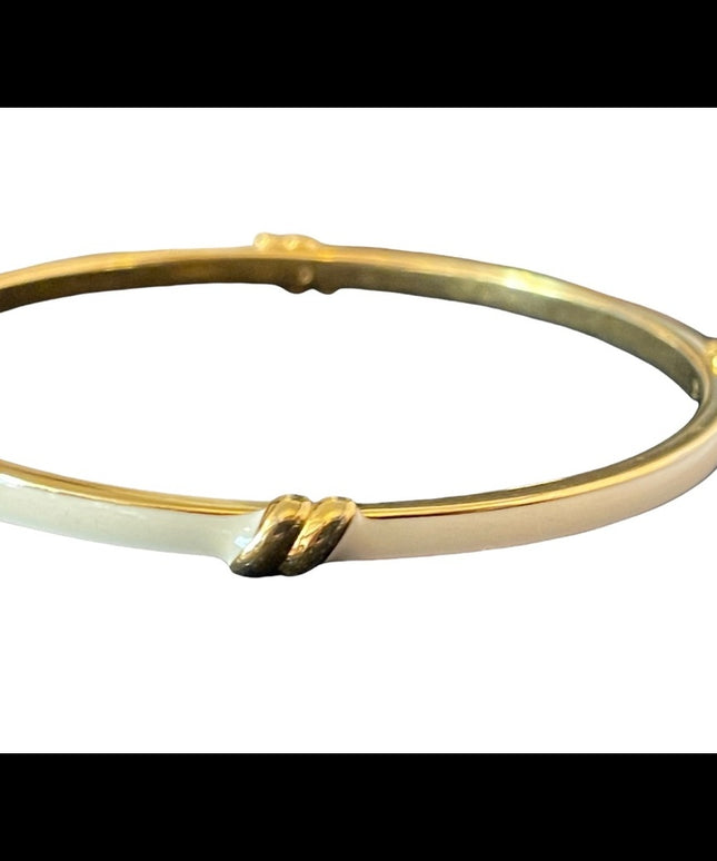 Vintage gold finish cream enameled bangle bracelet