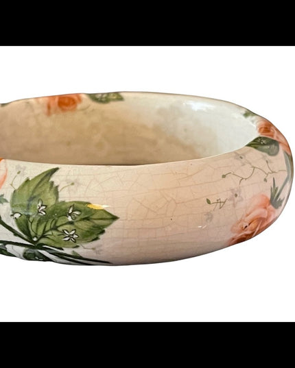 Victorian Porcelain hand painted flower bangle bracelet Antique