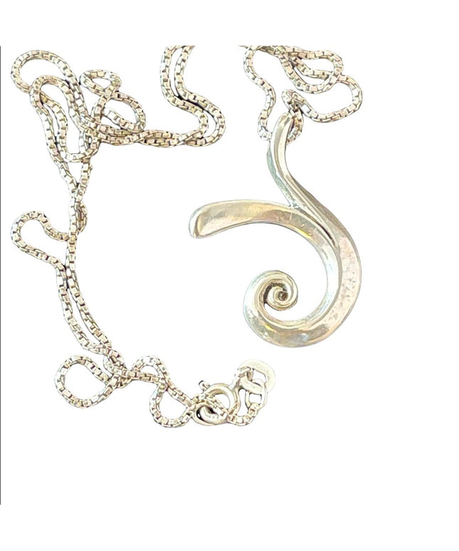 Vintage Sterling silver REIKI master symbol pendant 925 sterling chain necklace