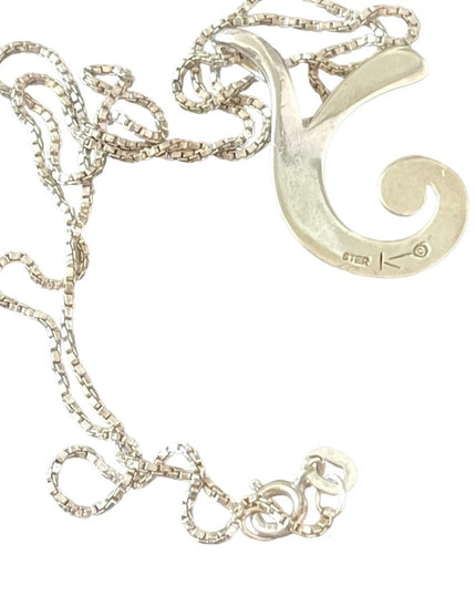 Vintage Sterling silver REIKI master symbol pendant 925 sterling chain necklace