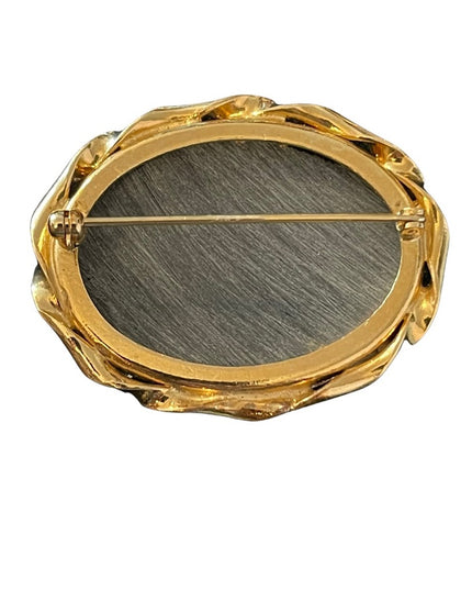 Vintage copper infused organite lucite oval brooch