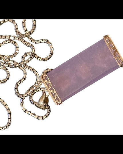 Sterling silver box chain purple jade good fortune pendant necklace