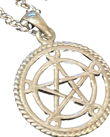 Vintage sterling silver chain with sterling pentacle pendant necklace