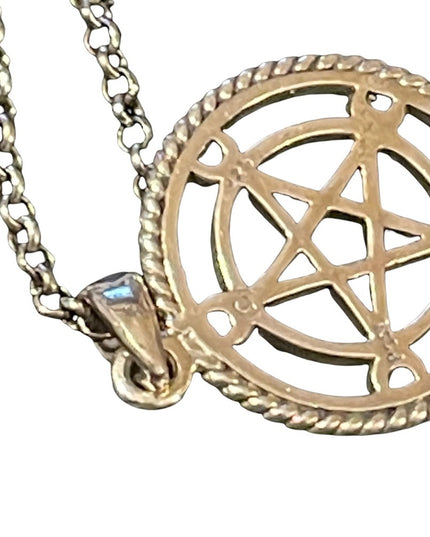 Vintage sterling silver chain with sterling pentacle pendant necklace