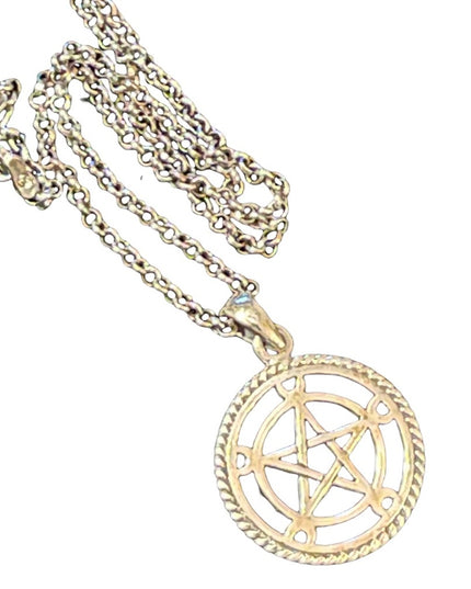Vintage sterling silver chain with sterling pentacle pendant necklace
