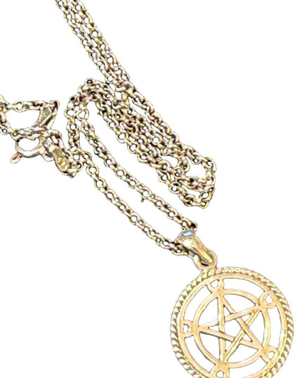 Vintage sterling silver chain with sterling pentacle pendant necklace