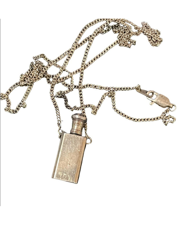 Vintage Sterling silver poison bottle pendant necklace Mary Kay