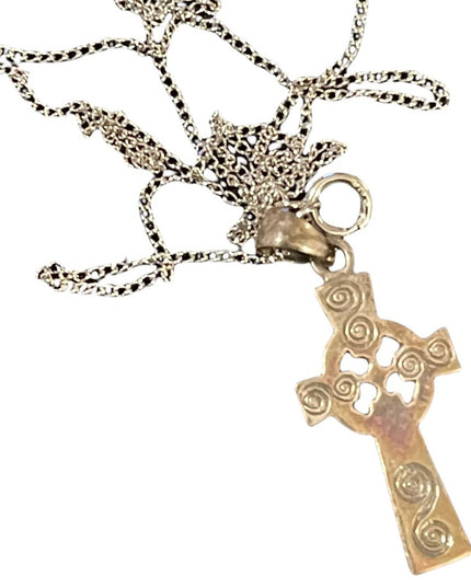 sterling silver chain with sterling silver celtic cross pendant necklace