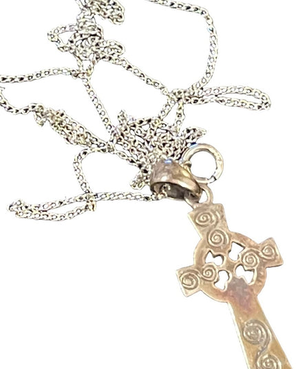 sterling silver chain with sterling silver celtic cross pendant necklace
