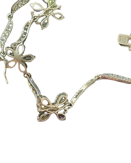 Vintage sterling silver multi gemstone butterfly tennis bracelet