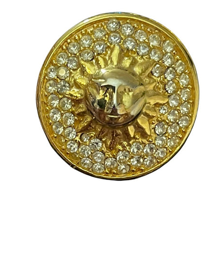 Vintage 1980s chunky gold & rhinestone pierced earrings with SUN