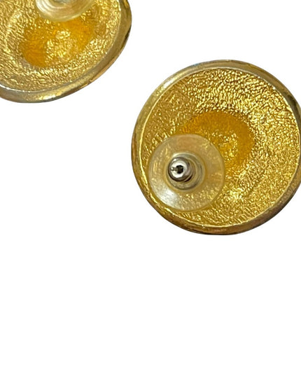 Vintage 1980s chunky gold & rhinestone pierced earrings with SUN