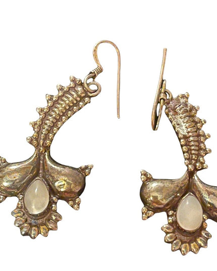 Vintage sterling silver moonstone dangle earrings