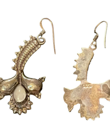 Vintage sterling silver moonstone dangle earrings