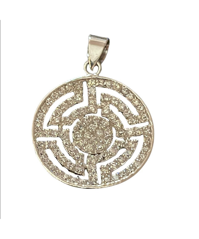 Sterling silver with rhinestones  Greek design pendant