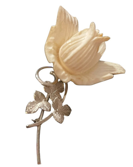Vintage Boyd Bond Sterling silver & resin flower brooch