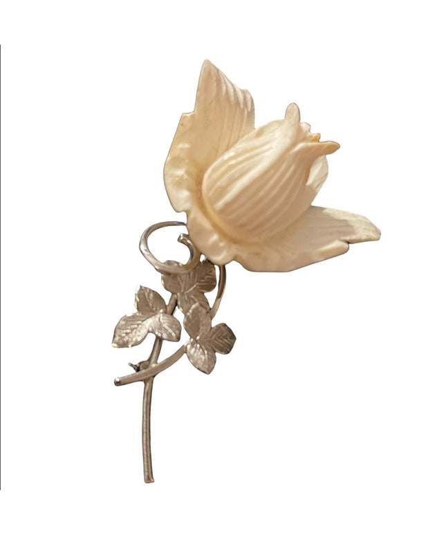 Vintage Boyd Bond Sterling silver & resin flower brooch
