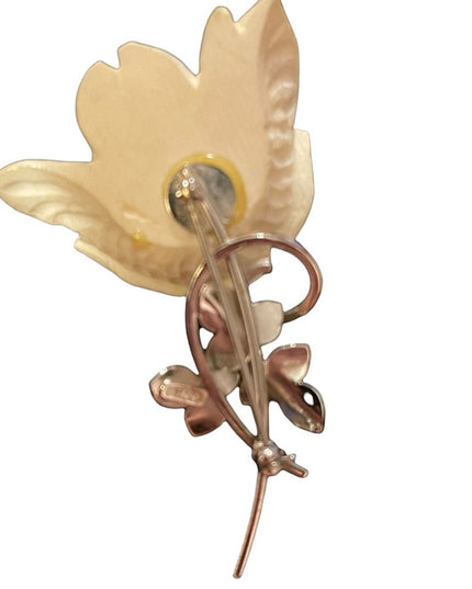 Vintage Boyd Bond Sterling silver & resin flower brooch