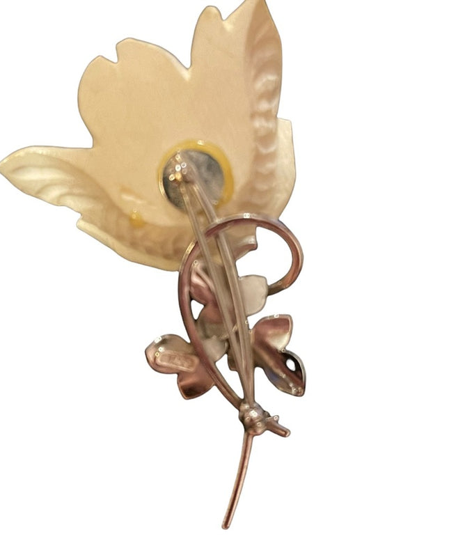 Vintage Boyd Bond Sterling silver & resin flower brooch
