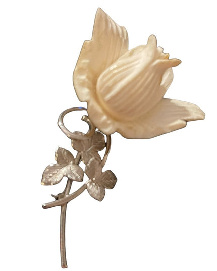 Vintage Boyd Bond Sterling silver & resin flower brooch