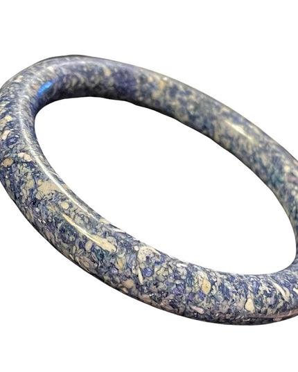 Solid blue Sodalite stone heavy bangle bracelet