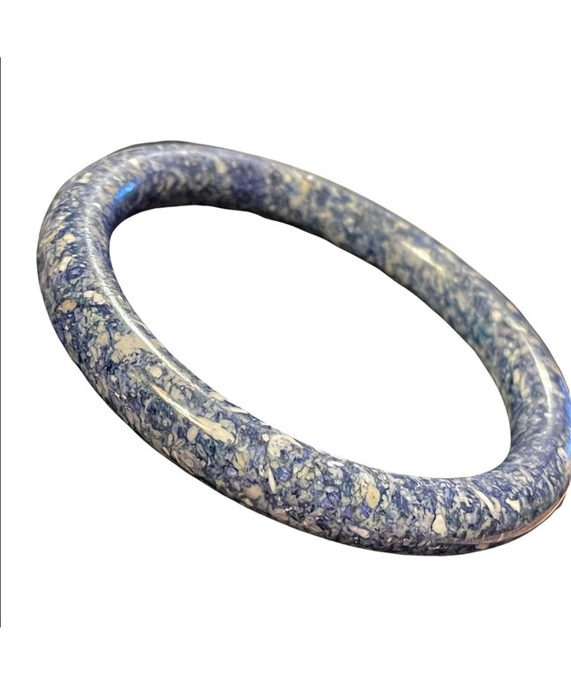 Solid blue Sodalite stone heavy bangle bracelet