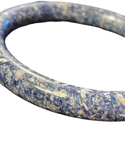 Solid blue Sodalite stone heavy bangle bracelet