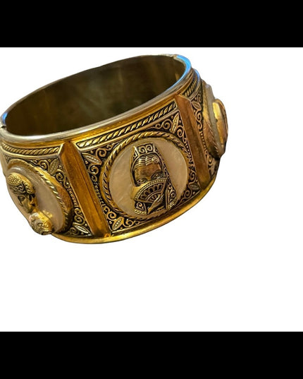 Vintage 1940 Gold plated Damascene Bangle bracelet matador bull flamencio Dancer