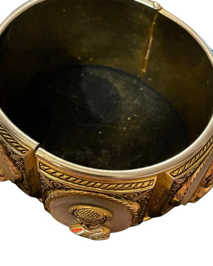 Vintage 1940 Gold plated Damascene Bangle bracelet matador bull flamencio Dancer