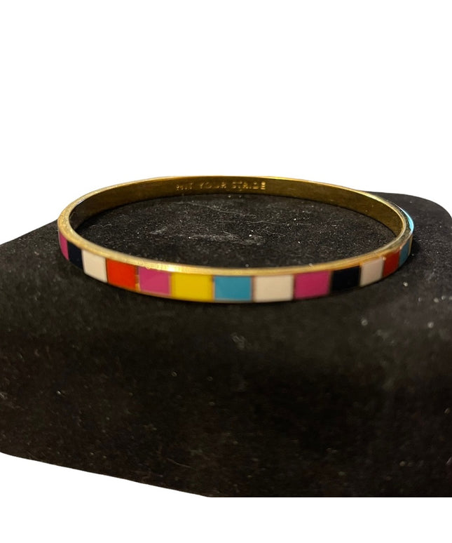 Kate Spade gold tone enameled multicolor bangel bracelet