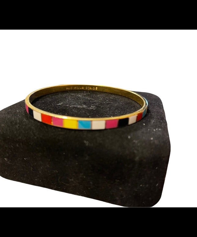 Kate Spade gold tone enameled multicolor bangel bracelet