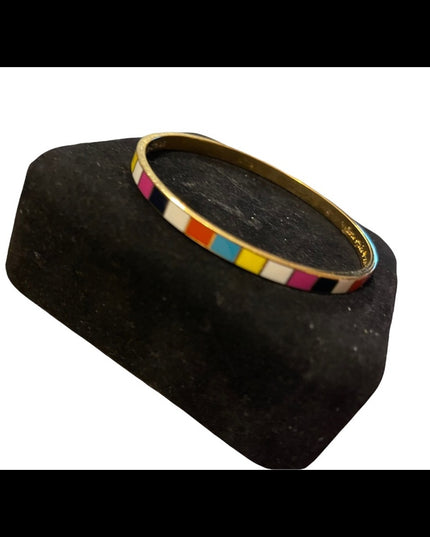 Kate Spade gold tone enameled multicolor bangel bracelet