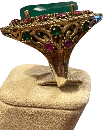Turkish sterling silver ottoman gemstone fancy ornate sultans design chunky ring