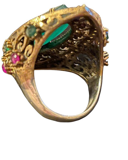 Turkish sterling silver ottoman gemstone fancy ornate sultans design chunky ring