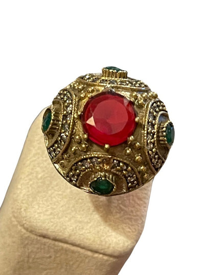 Turkish sterling silver ottoman gemstone fancy ornate sultans design chunky ring