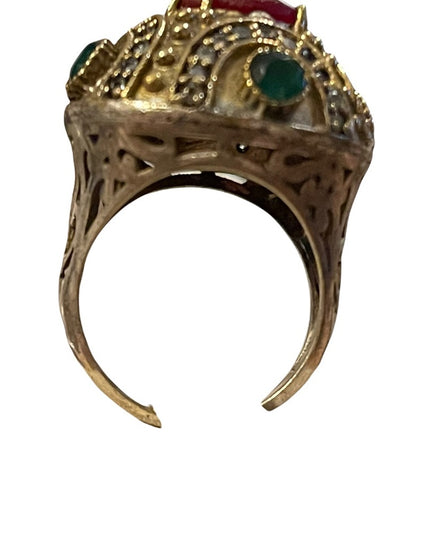 Turkish sterling silver ottoman gemstone fancy ornate sultans design chunky ring