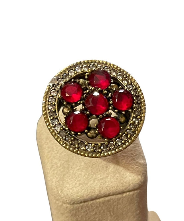 Turkish sterling silver ottoman gemstone fancy ornate sultans design chunky ring