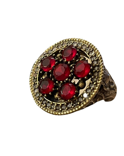 Turkish sterling silver ottoman gemstone fancy ornate sultans design chunky ring