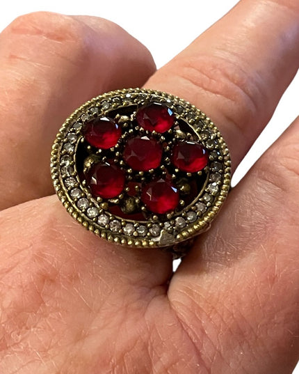 Turkish sterling silver ottoman gemstone fancy ornate sultans design chunky ring