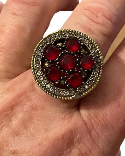 Turkish sterling silver ottoman gemstone fancy ornate sultans design chunky ring