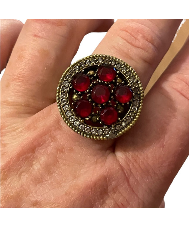 Turkish sterling silver ottoman gemstone fancy ornate sultans design chunky ring
