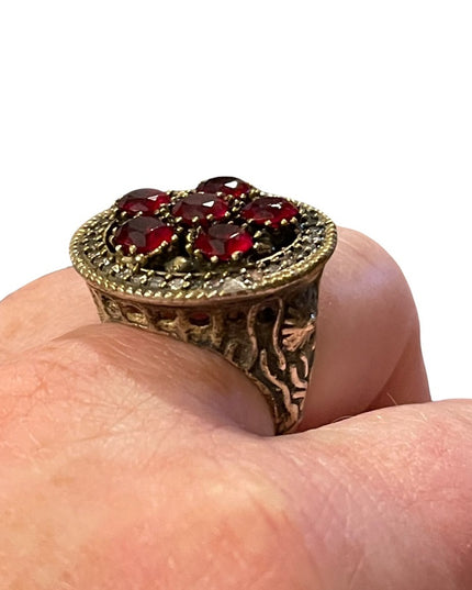 Turkish sterling silver ottoman gemstone fancy ornate sultans design chunky ring