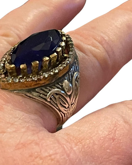 Turkish sterling silver ottoman gemstone fancy ornate sultans design chunky ring