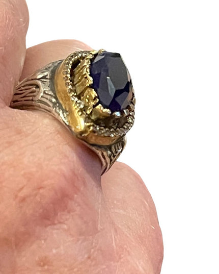 Turkish sterling silver ottoman gemstone fancy ornate sultans design chunky ring