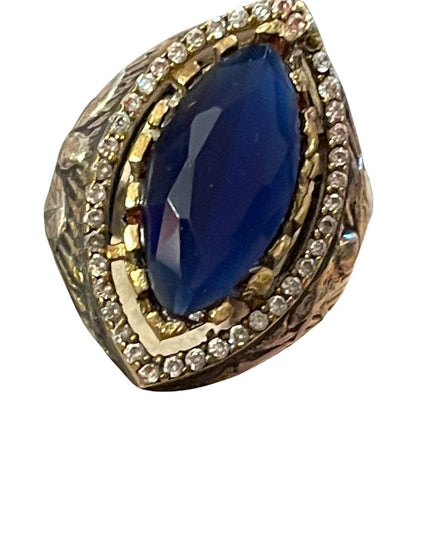 Turkish sterling silver ottoman gemstone fancy ornate sultans design chunky ring