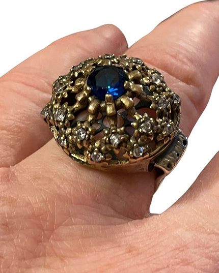 Turkish sterling silver ottoman gemstone fancy ornate sultans design chunky ring