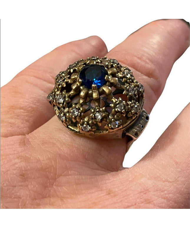 Turkish sterling silver ottoman gemstone fancy ornate sultans design chunky ring
