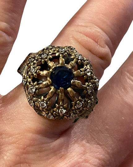 Turkish sterling silver ottoman gemstone fancy ornate sultans design chunky ring